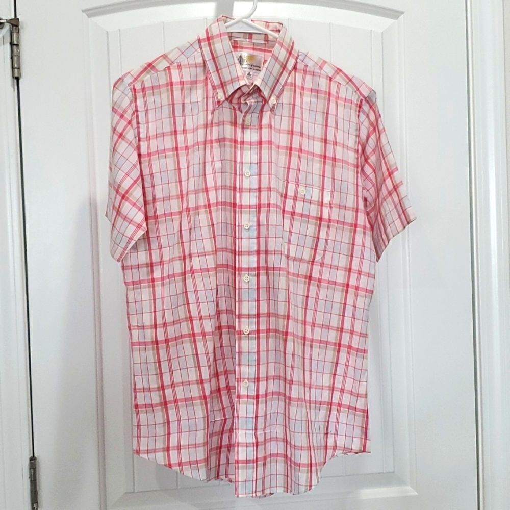 London Fog, Vintage 70s, Mens Plaid Button Down Shirt, Size Medium